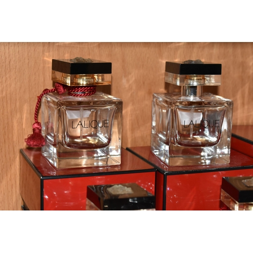 353 - ELEVEN LALIQUE USED BOTTLES OF 'LALIQUE LE PARFUM' BOTTLES, eight are 100ml bottles and three are 50... 