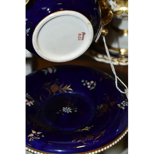 354 - FOUR PIECE OF 19TH CENTURY ENGLISH PORCELAIN, comprising a Spode chocolate cup and saucer, lacks cov... 