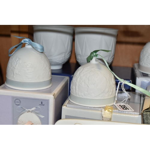 355 - A COLLECTION OF BOXED AND LOOSE LLADRO COLLECTORS SOCIETY BELLS AND CANDLE HOLDERS, ETC, comprising ... 