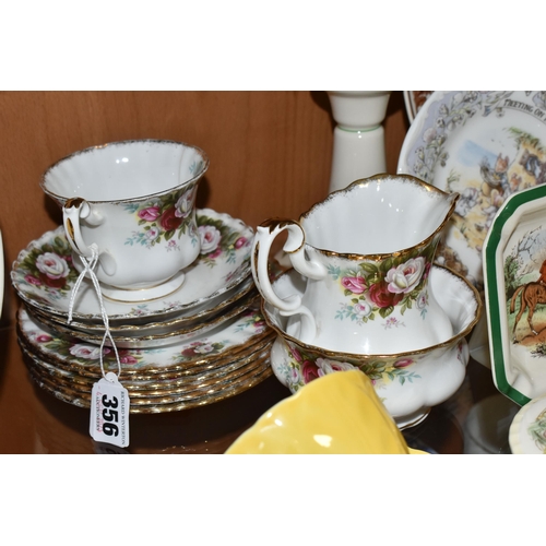 356 - A COLLECTION OF AYNSLEY GIFTWARE, AN INCOMPLETE ROYAL ALBERT 'CELEBRATION 1970' TEA SET, ETC, includ... 