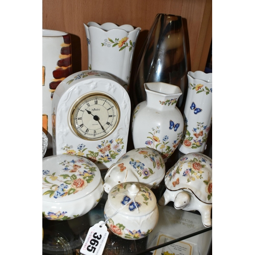 365 - A GROUP OF AYNSLEY 'COTTAGE GARDEN' GIFTWARE AND MDINA STUDIO GLASS, comprising a studio pottery Tra... 