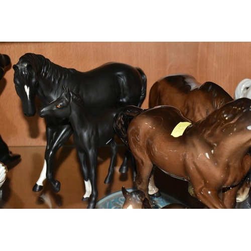 372 - A GROUP OF  HORSES, comprising a Royal Doulton Welsh Mare (both front legs broken and glued, chipped... 