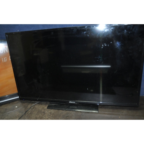 1048 - THREE LARGE SCREEN FLAT SCREEN TVs AND MONITOR comprising of a Toshiba 42in TV (SCRATCHES TO  SCREEN... 