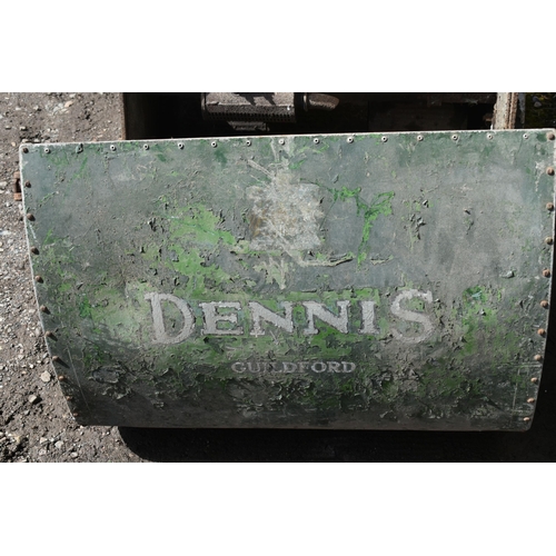 1050 - A LARGE DENNIS PETROL CYLINDER LAWN MOWER, with grass box and starting handle (engine moves freely b... 