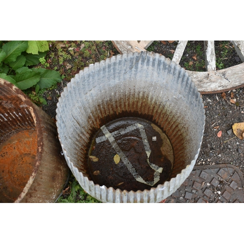 1003 - TWO GALAVANISED DOLLY TUBS, diameter 46cm x height 54cm (condition - one well rusted and some damage... 