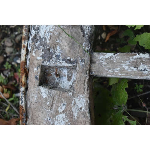 1006 - A WEATHERED CART/WAGGON WHEEL, diameter approximately 120cm (condition - weathered, losses to paint ... 