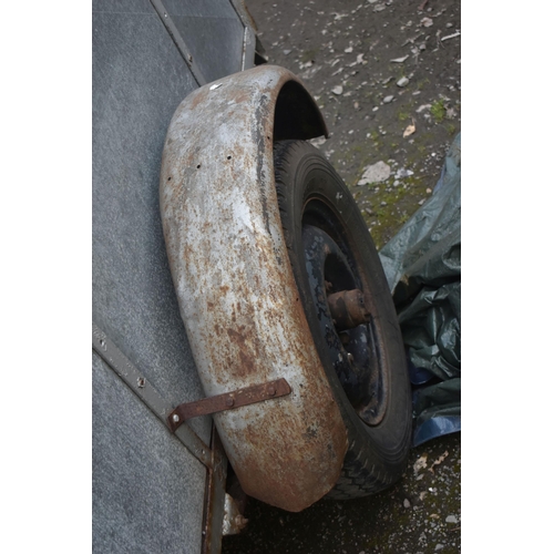 1027 - A GALVANIZED STEEL BOX TRAILER, with electrics and jockey wheel, leaf spring suspenstion, axel width... 