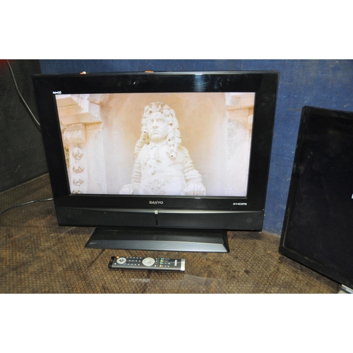 1058 - A TOSHIBA 32WK3C63DB 32in SMART TV (no remote) and a Sanyo CE26LD81 26in TV with remote (both PAT pa... 