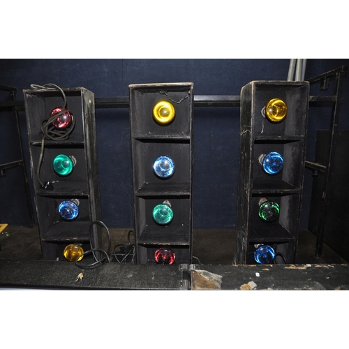 1083 - A COLLECTION OF VINTAGE DJs LIGHTBOXES AND A DECK STAND comprising of two large lightboxes 92cm squa... 