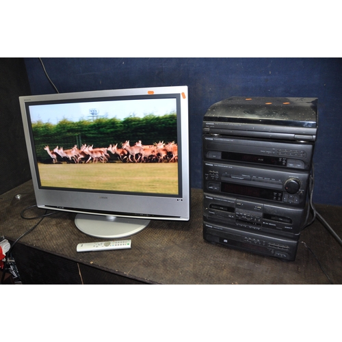 1098 - A SONY KDL S32A12U 32in TV with remote(no battery cover) and a Kenwood RXD26L hi fi (no speakers, on... 