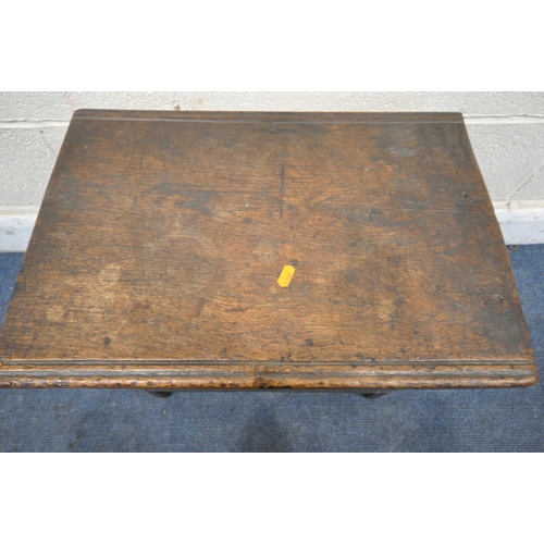 1205 - A GEORGIAN OAK SIX PLANK BOARDED CHEST, with a tin insert, width 53cm x depth 36cm x height 48cm (co... 