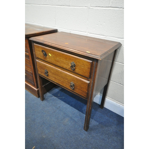 1206 - AN EDWARDIAN WALNUT CHEST OF TWO SHORT OVER TWO LONG DRAWERS, width 92cm x depth 43cm x height 83cm