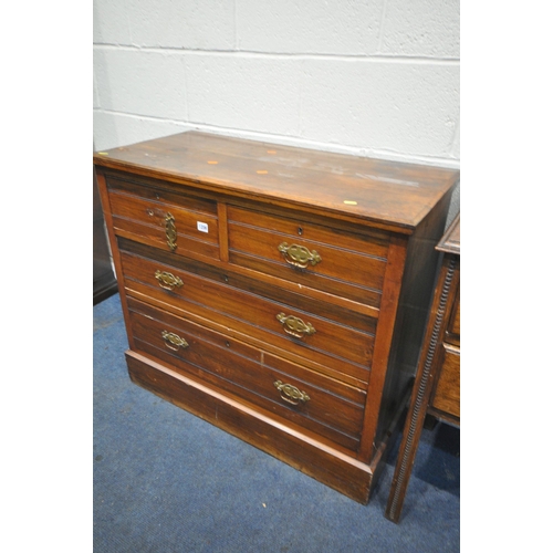 1206 - AN EDWARDIAN WALNUT CHEST OF TWO SHORT OVER TWO LONG DRAWERS, width 92cm x depth 43cm x height 83cm