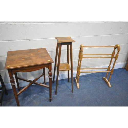 1212 - A SELECTION OF OCCASIONAL FURNITURE, to include a small drop lead table, with a single drawer, oak s... 