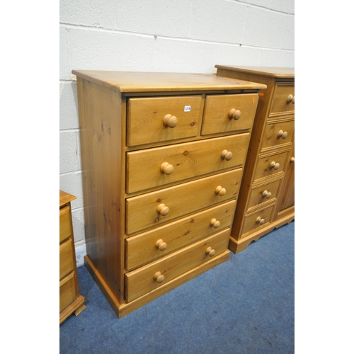 1219 - A MODERN PINE CHEST OF SIX DRAWERS, width 81cm x depth 48cm x height 112cm, along with a single door... 