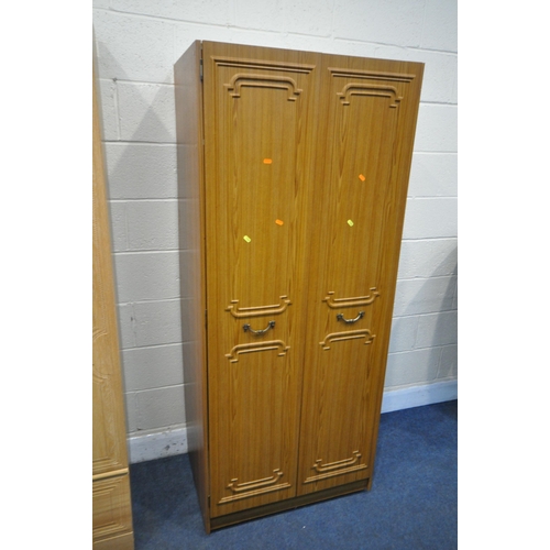 1222 - A MODERN BEECH TRIPLE DOOR WARDROBE, with two drawers, width 114cm x depth 54cm x height 190cm, a ma... 