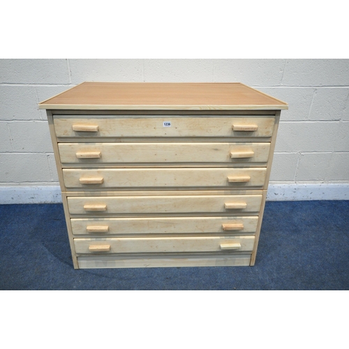 1236 - A STRIPPED AND PARTIALLY RESTORED SIX DRAWER PLAN CHEST, width 99cm x depth 74cm x height 77cm (cond... 