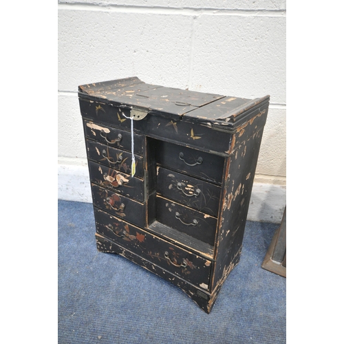 1248 - AN ORIENTAL TABLE CABINET, with an arrangement of drawers and divisions, width 36cm x depth 20cm x h... 