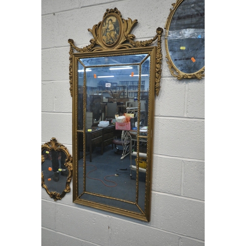 1271 - A SELECTION OF GILT FRAMED WALL MIRRORS, of various styles and materials, to include a gilt plastic ... 