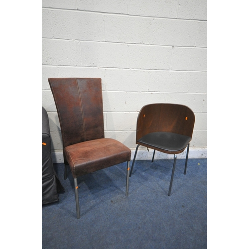 1273 - A MODERN UPHOLSTERED TUB CHAIR, a corner chair and another chair (condition report) (3)