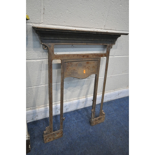 1275 - A VINTAGE CAST IRON FIRE SURROUND, width 73cm x height 84cm, and another fire surround (condition re... 