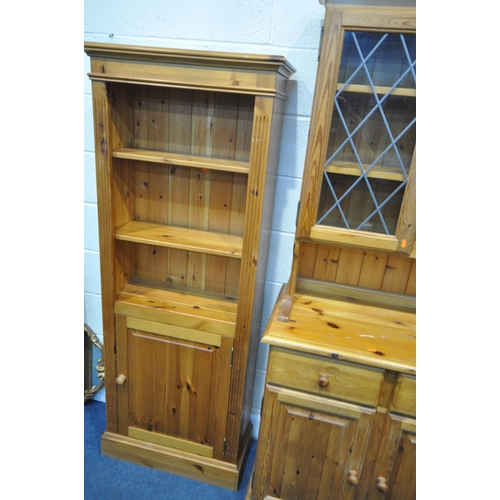 1281 - A MODERN PINE DRESSER, with three drawers, width 123cm x depth 43cm x height 188cm x height of base ... 