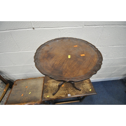 1287 - A 20TH CENTURY OAK OCCASIONAL TABLE, width 69cm x depth 40cm x height 68cm, a nest of three tables, ... 