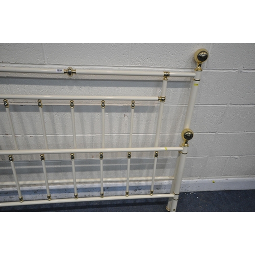 1295 - A WHITE 4FT6 TUBULAR METAL BEDSTEAD