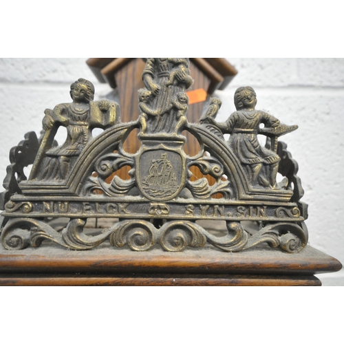 1302 - A DUTCH ZAANSE WALL CLOCK (condition: dusty condition) (two brass weights) and a wall  mirror (2)