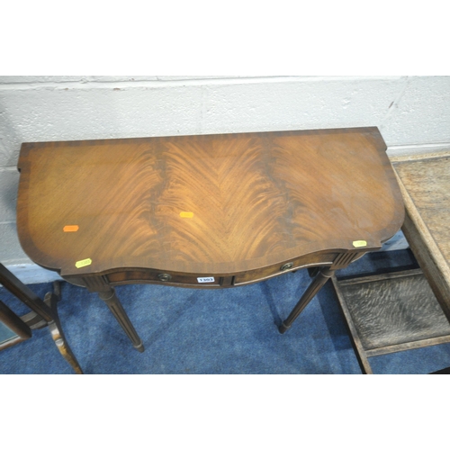 1303 - A BEVON FUNNEL REPRODUX MAHOGANY SIDE TABLE, with two drawers, width 80cm x depth 34cm x height 74cm... 