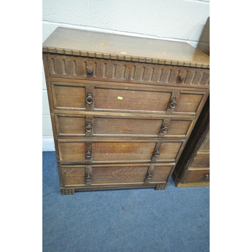 1305 - AN EARLY TO MID 20TH CENTURY OAK TWO DOOR CABINET, with two drawers, width 84cm x depth 47cm x heigh... 