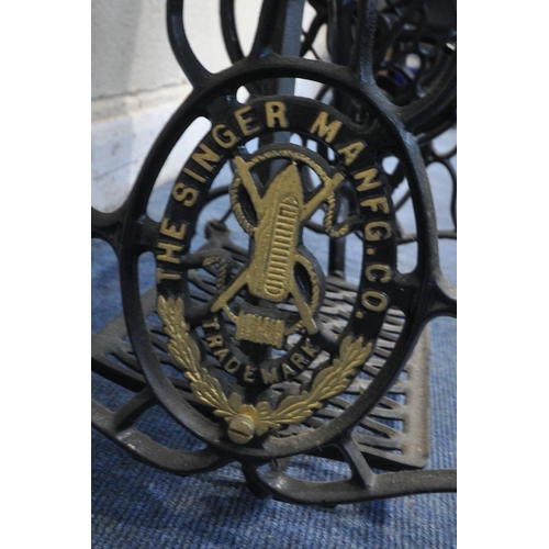 1307 - A VINTAGE SINGLE TREADLE SEWING MACHINE, serial number 13511447, width 93cm x depth 46cm x height 77... 