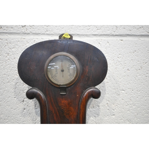 1323 - A VICTORIAN FLAME MAHOGANY WHEEL BAROMETER, signed W Horrod of 19 Yardley street, Wilmington, height... 