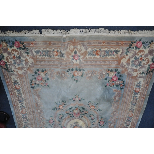 1326 - A VERY LARGE CHINESE WOOLLEN RUG, 540cm x 359cm (condition report: stains in various places, sides a... 