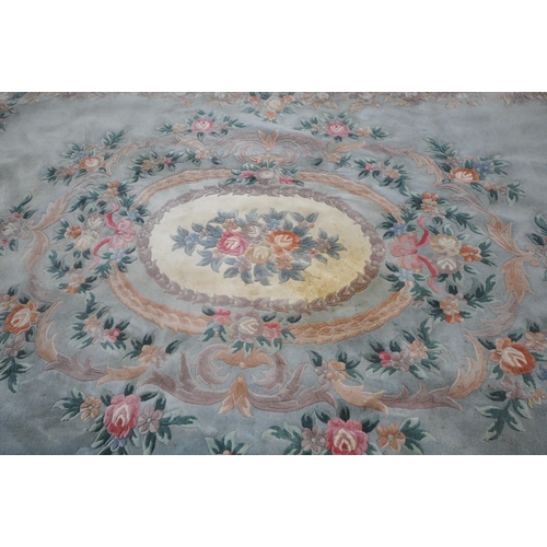 1326 - A VERY LARGE CHINESE WOOLLEN RUG, 540cm x 359cm (condition report: stains in various places, sides a... 