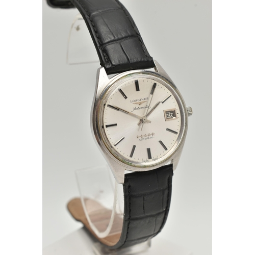 13 - A LONGINES 'ADMIRAL FIVE STAR' WRISTWATCH, silver colour dial with black and silver colour hourly ap... 