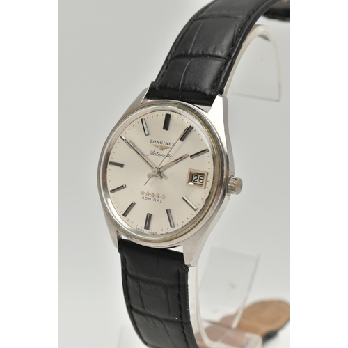 13 - A LONGINES 'ADMIRAL FIVE STAR' WRISTWATCH, silver colour dial with black and silver colour hourly ap... 