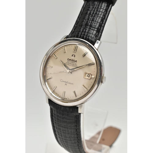 19 - A GENTS 'OMEGA CONSTELLATION' WRISTWATCH, automatic movement, round silver dial signed 'Omega Automa... 