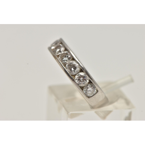 2 - A PLATINUM DIAMOND HALF ETERNITY RING, channel set with ten round brilliant cut diamonds, estimated ... 