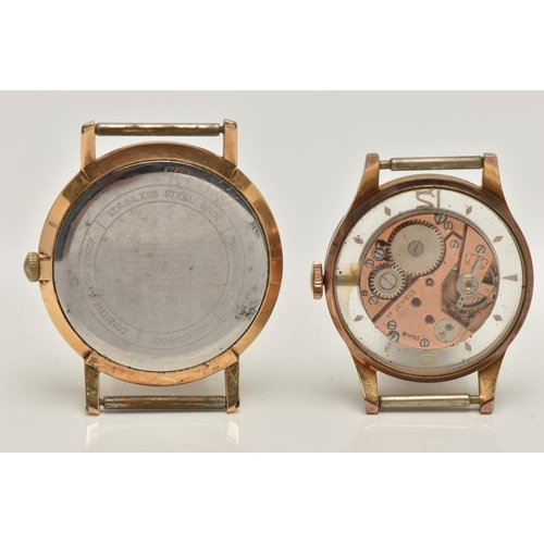 29 - TWO WATCH HEADS, to include a gents manual wind, 'Henry 17 jewels Incabloc' watch head, round silver... 