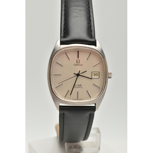 44 - TWO OMEGA WRISTWATCHES, the first an Omega Geneve with a square face and black Roman numerals, to th... 