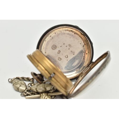 56 - A SILVER CASED OPEN FACE POCKET WATCH, key wound movement, roman numerals, subsidiary dial at the si... 