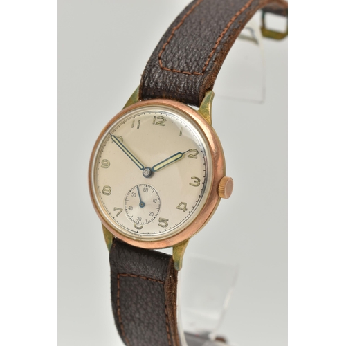 59 - TWO WRISTWATCHES, the first a 9ct gold, hand wound movement, round dial, Arabic numerals, subsidiary... 