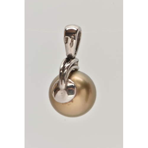 75 - A PAIR OF TAHITIAN PEARL EARRINGS AND A PENDANT, brown Tahitian pearl earrings with a round brillian... 