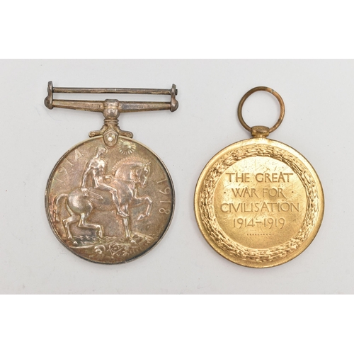 101 - A WWI MEDAL AND VICTORY MEDAL, the WWI medal assigned to '2/LIEUT. W. KIRKPATRICK R.F.C' missing rib... 