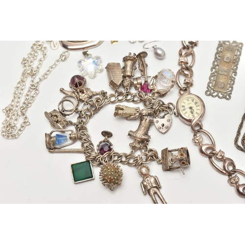 131 - AN ASSORTMENT OF SILVER AND WHITE METAL JEWELLERY, to include a silver ingot, hallmarked London, sus... 