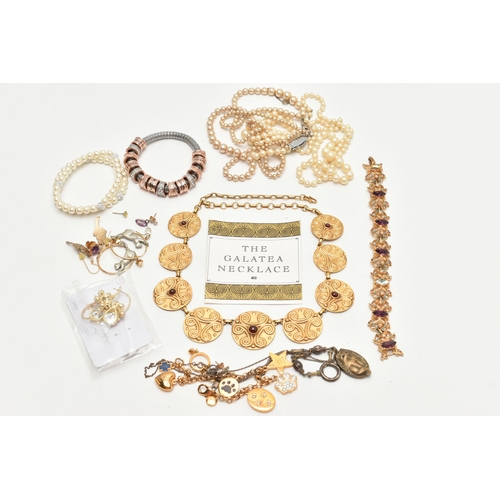 132 - AN ASSORTMENT OF COSTUME JEWELLERY, to include a 'Franklin Mint' 'The Galatea Necklace', a small ass... 