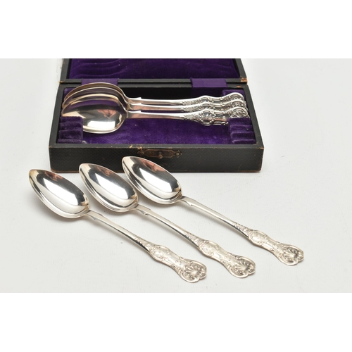 138 - A SET OF SIX SCOTTISH SILVER TEA SPOONS, kings pattern, hallmarked 'William Coghill' Glasgow 1873, a... 