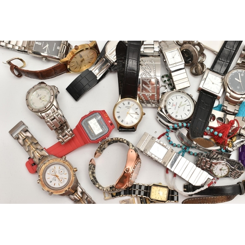 140 - AN ASSORTMENT OF WATCHES, two small boxes of wrist watches, names to include Rotary Red Herring, Acc... 