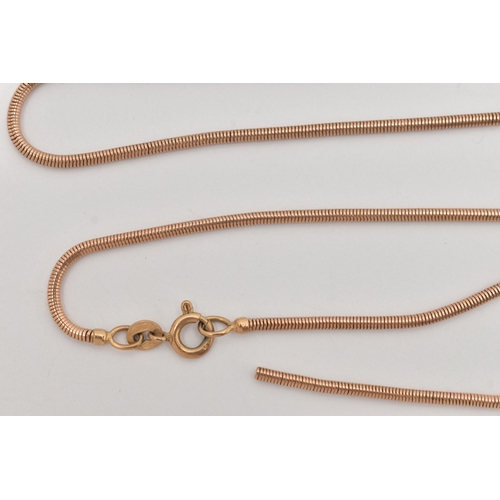 79 - A 9CT GOLD SNAKE CHAIN, AF broken chain, fitted with a spring clasp, 9ct London import, approximate ... 